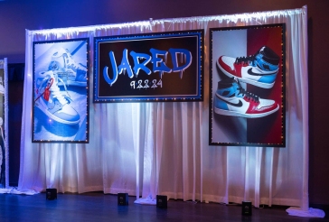 Custom Backdrop with Blow  Up Photos