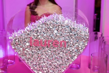 Lucite Heart and Hershey Kisses Display