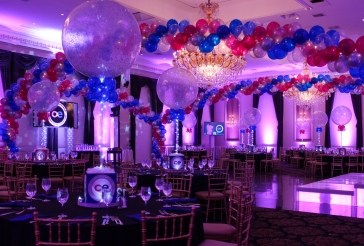 Blue and Pink Balloon Wrap with Lights