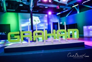 Lime and Navy Candle Lighting Display