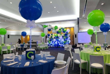 Blue and Lime Cube andBalloon Centerpiece