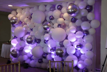 Purple and Silver Balloon Wall