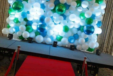 Blue and Green Organic Balloon Wall