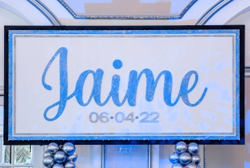 Light Blue Glittered Name Sign