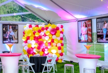 Hot Pink and Yellow Balloon Wall