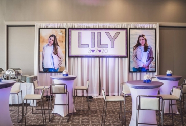 LED Backdrop with Blow Up Pictures