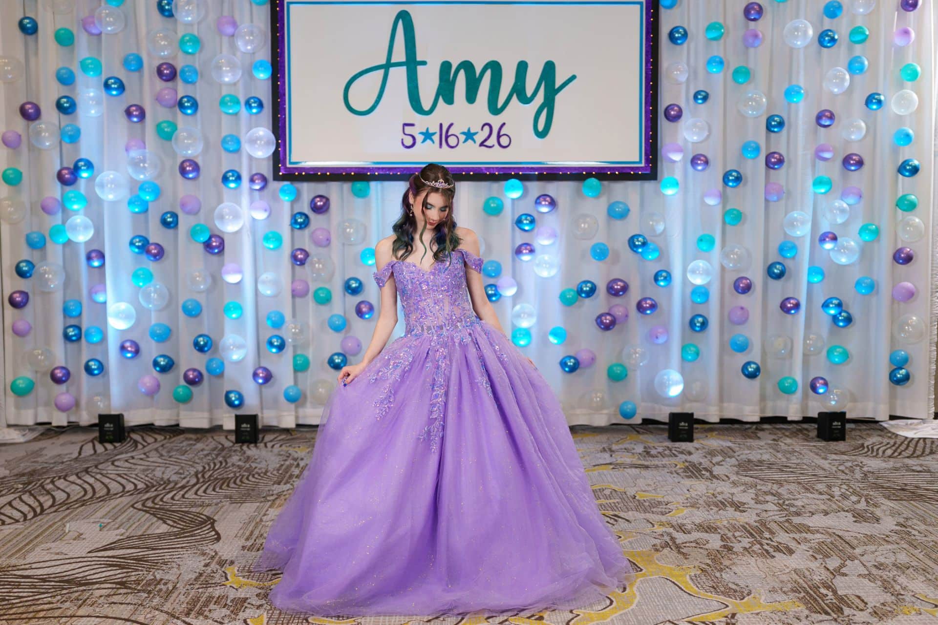 Hand Cut Backdrop on LED Bubble Wall for an Under The Sea Theme Bat Mitzvah at The Marriot In Park Ridge