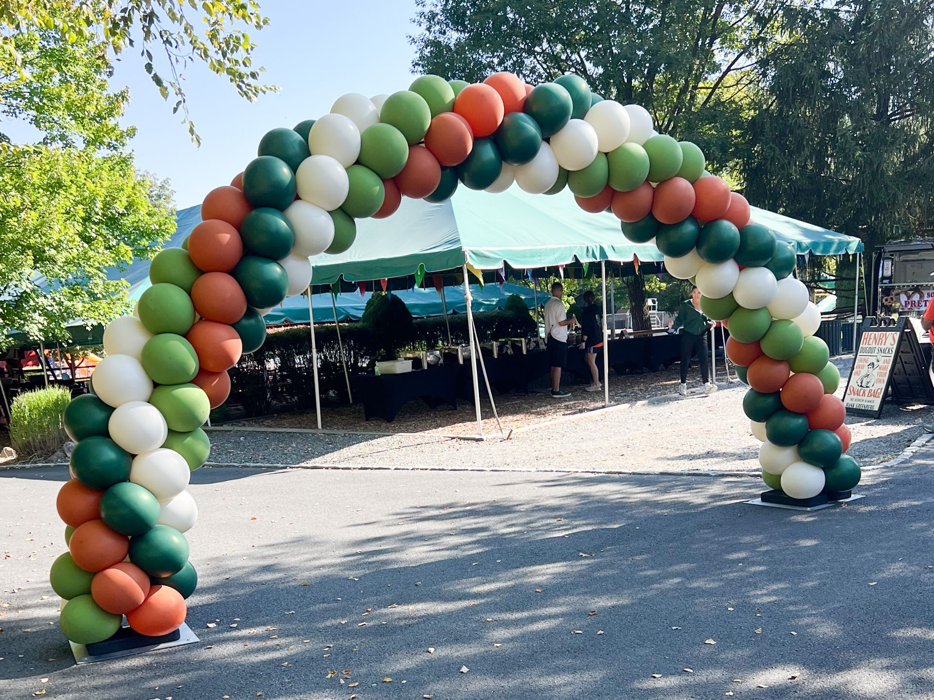 Outdoor Balloon Arch for Camp Themed Bar Mitzvah