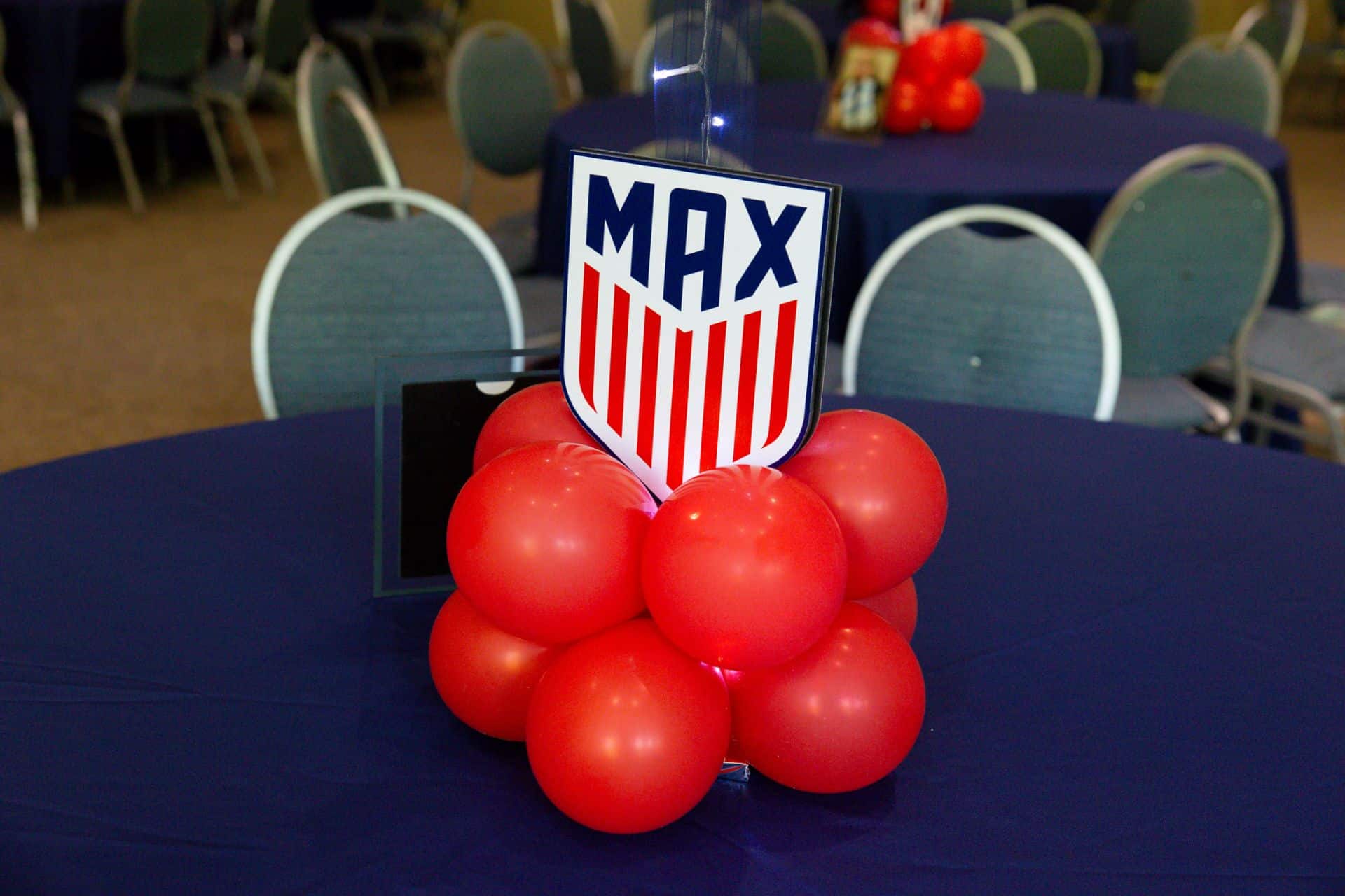 Balloon Base with Custom Logo for a Soccer Theme Bar Mitzvah