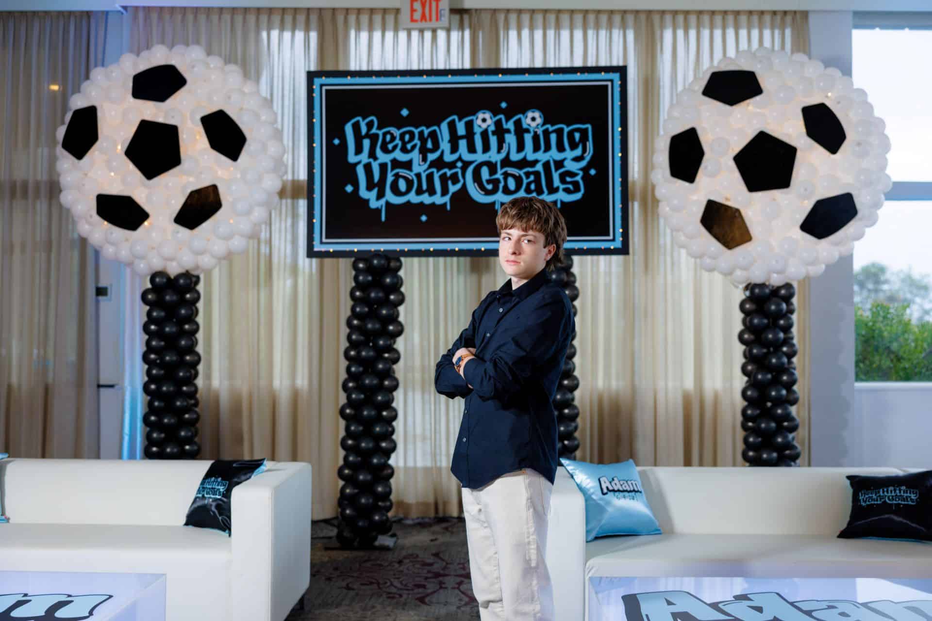 Soccer Ball Balloon Sculptures for a Soccer Theme Bar Mitzvah at Mamaroneck Beach & Yacht Club