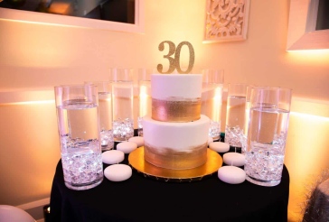 White LED Cylinders for 30th Birthday