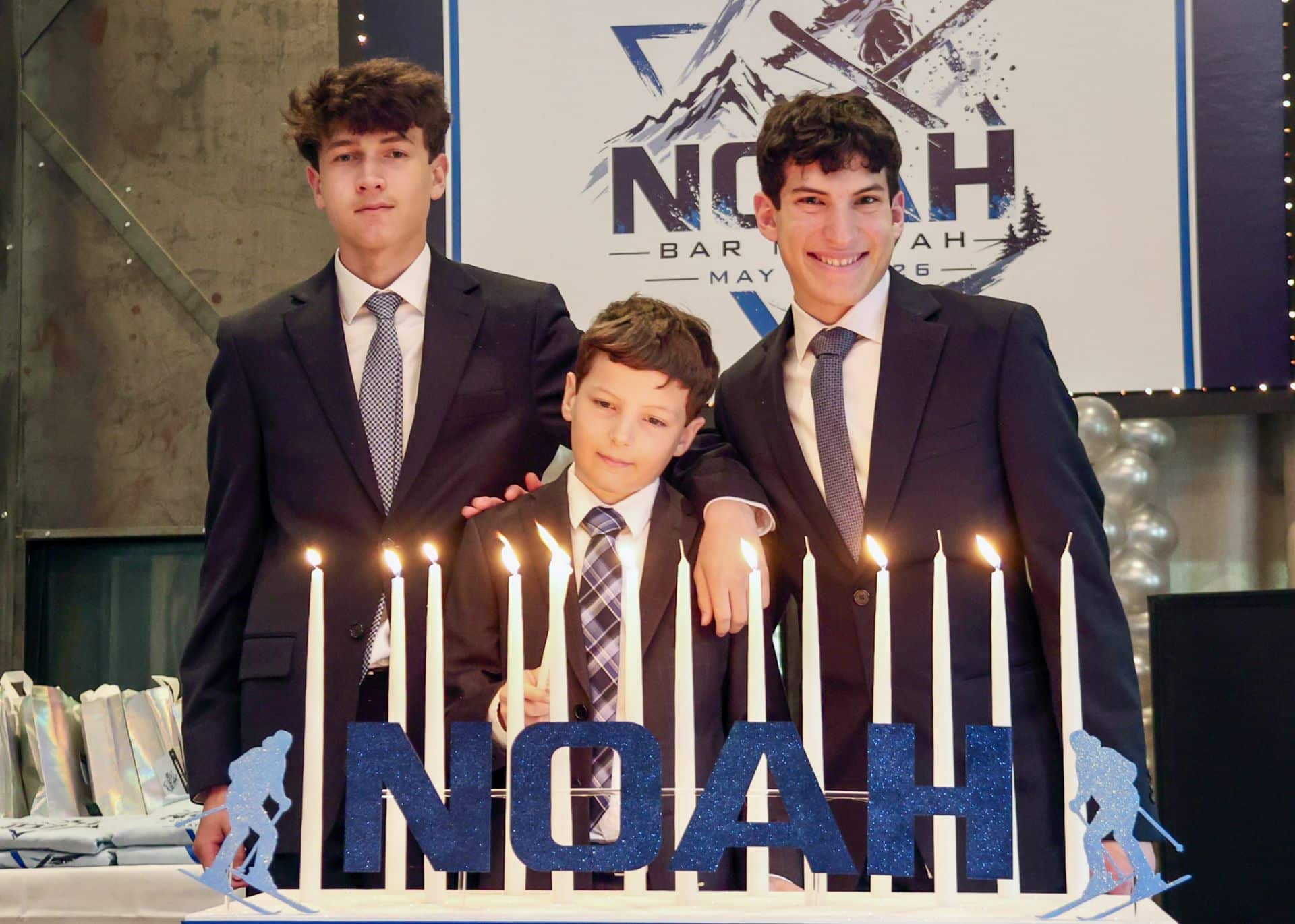 Traditional Candle Lighting Display for a Ski Theme Bar Mitzvah