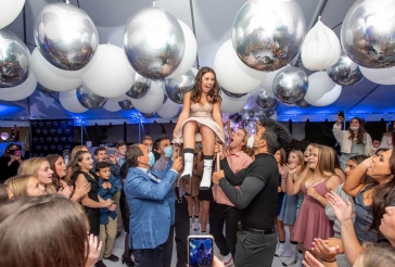 White and Silver Ceiling Balloon