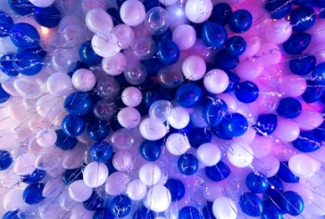 Blue and  White Ceiling Balloons