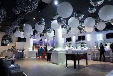 White and Silver Ceiling Balloons