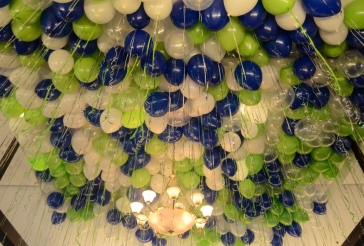 Blue and Lime Ceiling Balloons