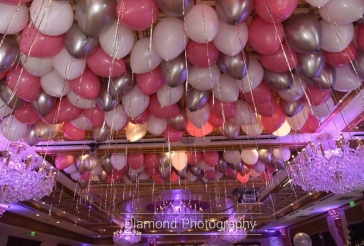 Pink and Silver Ceiling Balloons