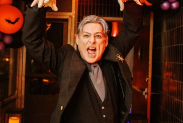 Halloween Balloon Garland Over Ceiling