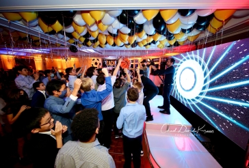 Loose Balloons over Dance Floor