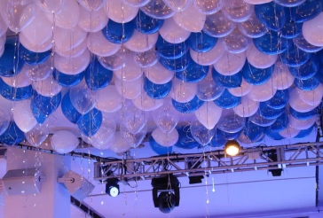 Blue and White Ceiling Balloons