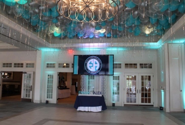 Turquoise and Silver Ceiling Balloons