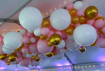 Organic Balloon Garland on Ceiling