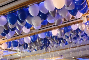 Blue and White Ceiling Balloons