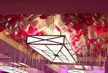Hot Pink and Silver Ceiling Balloons