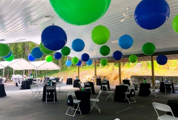 Blue and Green Ceiling Balloons