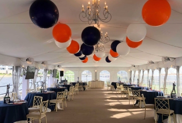 Orange and Navy Ceiling Balloons