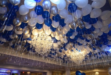 Blue and White Ceiling Balloons