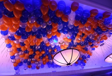 Orange and Blue Ceiling Balloons