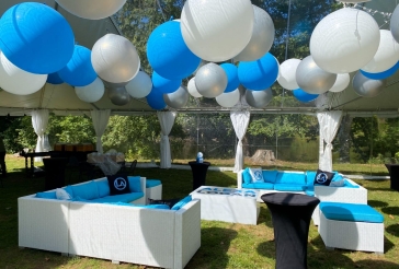 Blue and White Ceiling Balloons