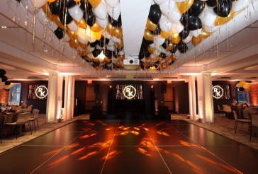 Gold, Black and White Ceiling Balloons