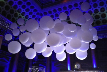 Jumbo White Balloons over Dance Floor