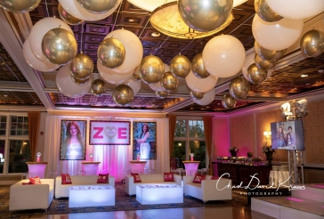White and Gold Ceiling Balloons
