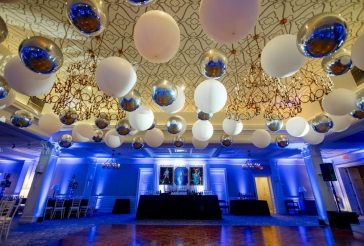 White and Silver Ceiling Balloon Install