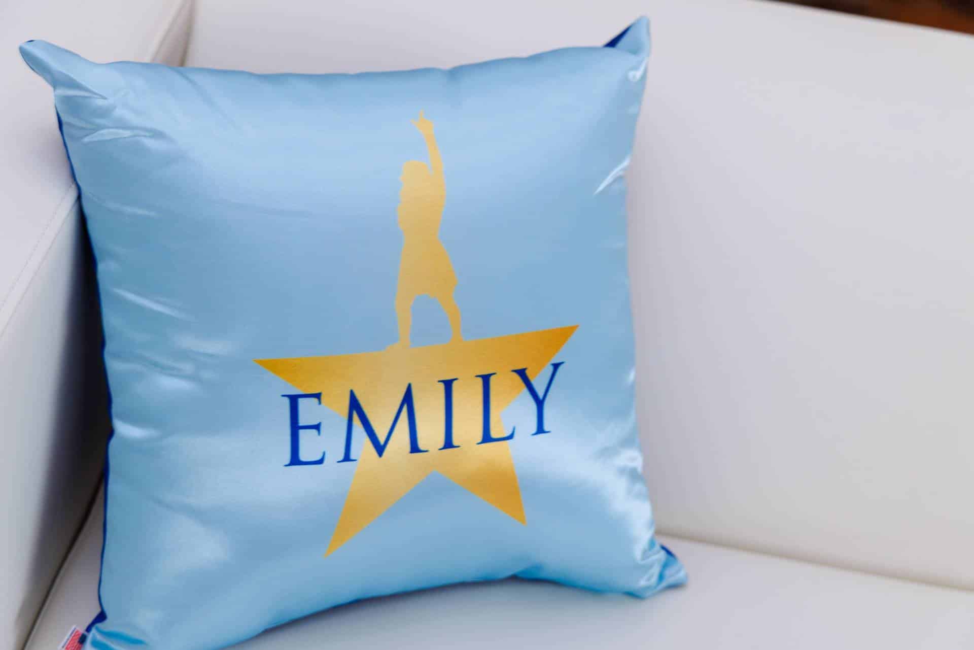 Custom Logo Pillow for a Broadway Theme Bar Mitzvah