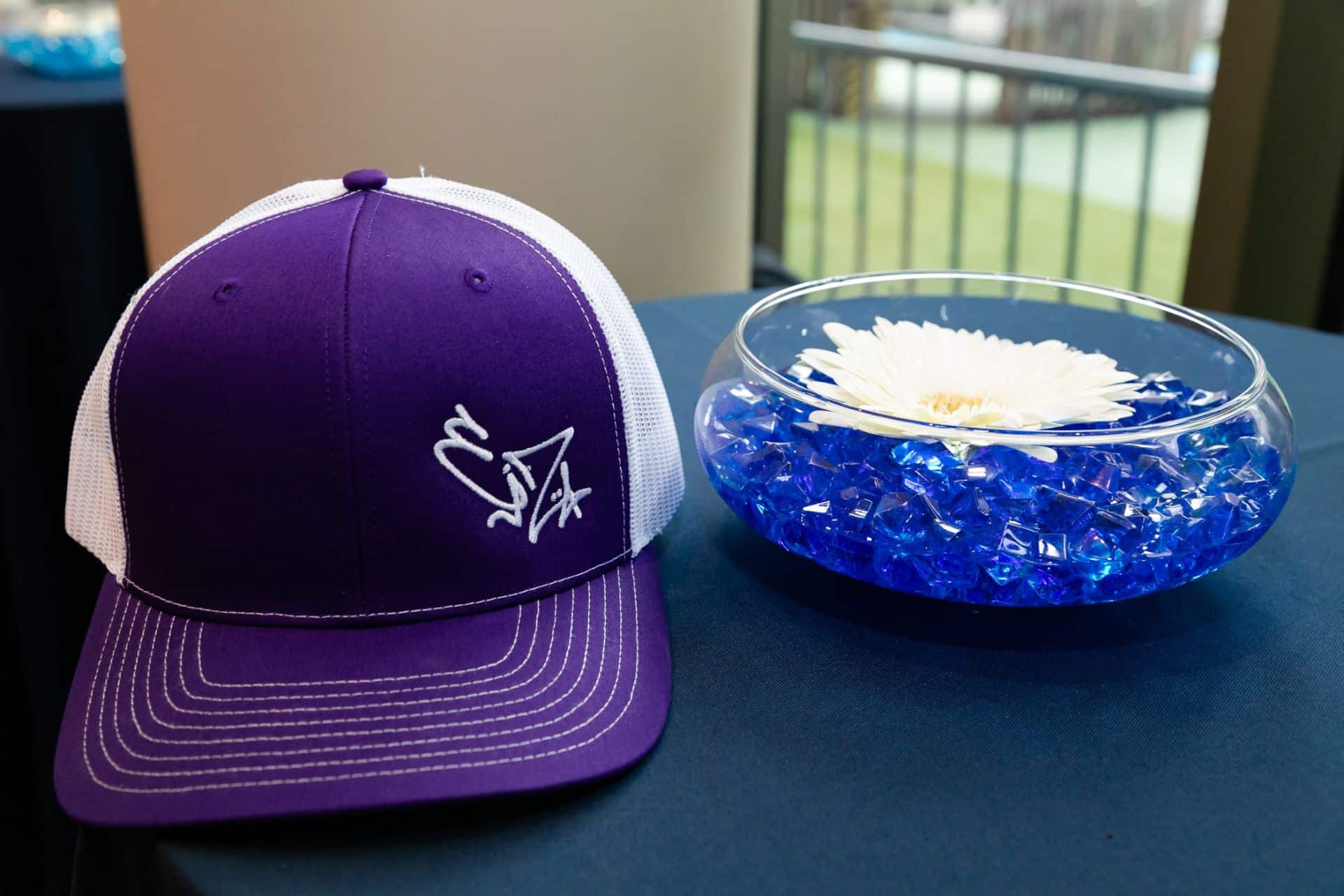 Purple Trucker Hat for an Anime Themed Bar Mitzvah