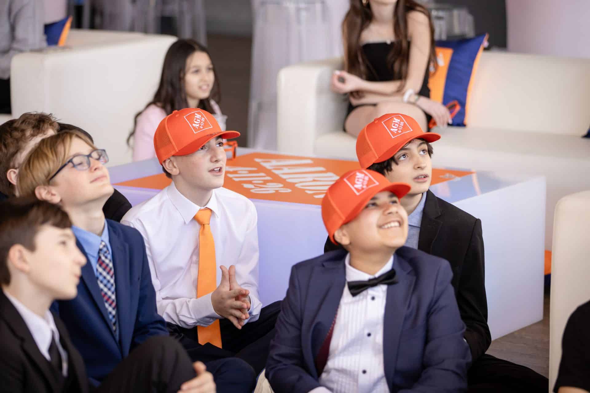 Custom Orange Trucker Hats for a Home Depot Themed Bar Mitzvah