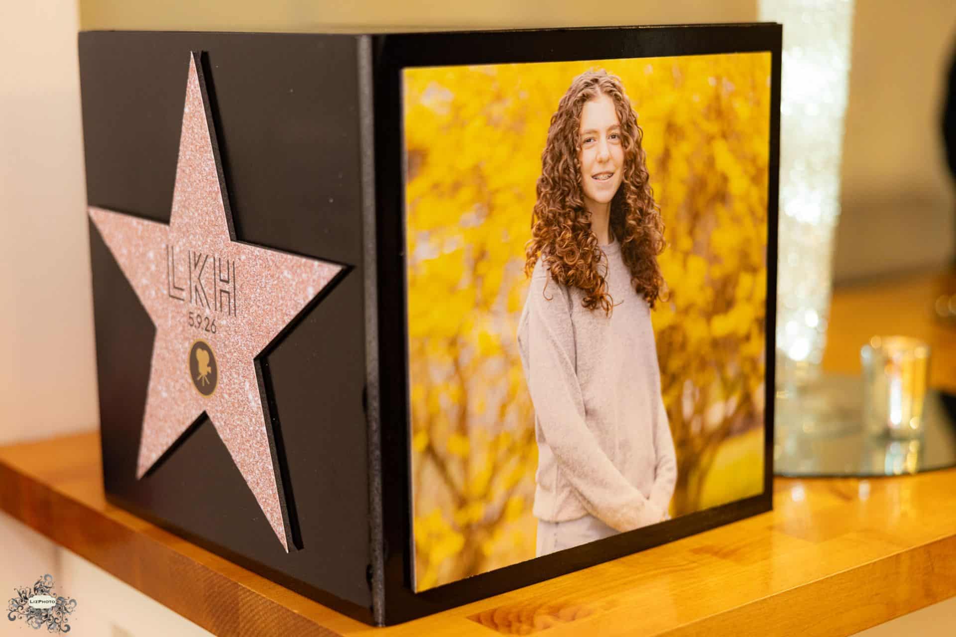 Custom Gift Box with Logo & Pictures for a Hollywood Themed Bat Mitzvah