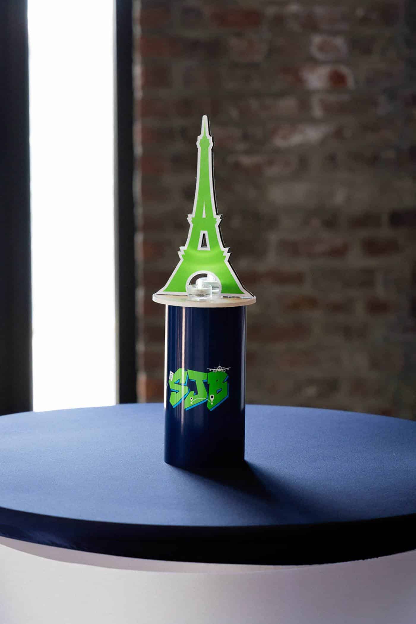 LED Wrapped Vase with Eiffel Tower Topper