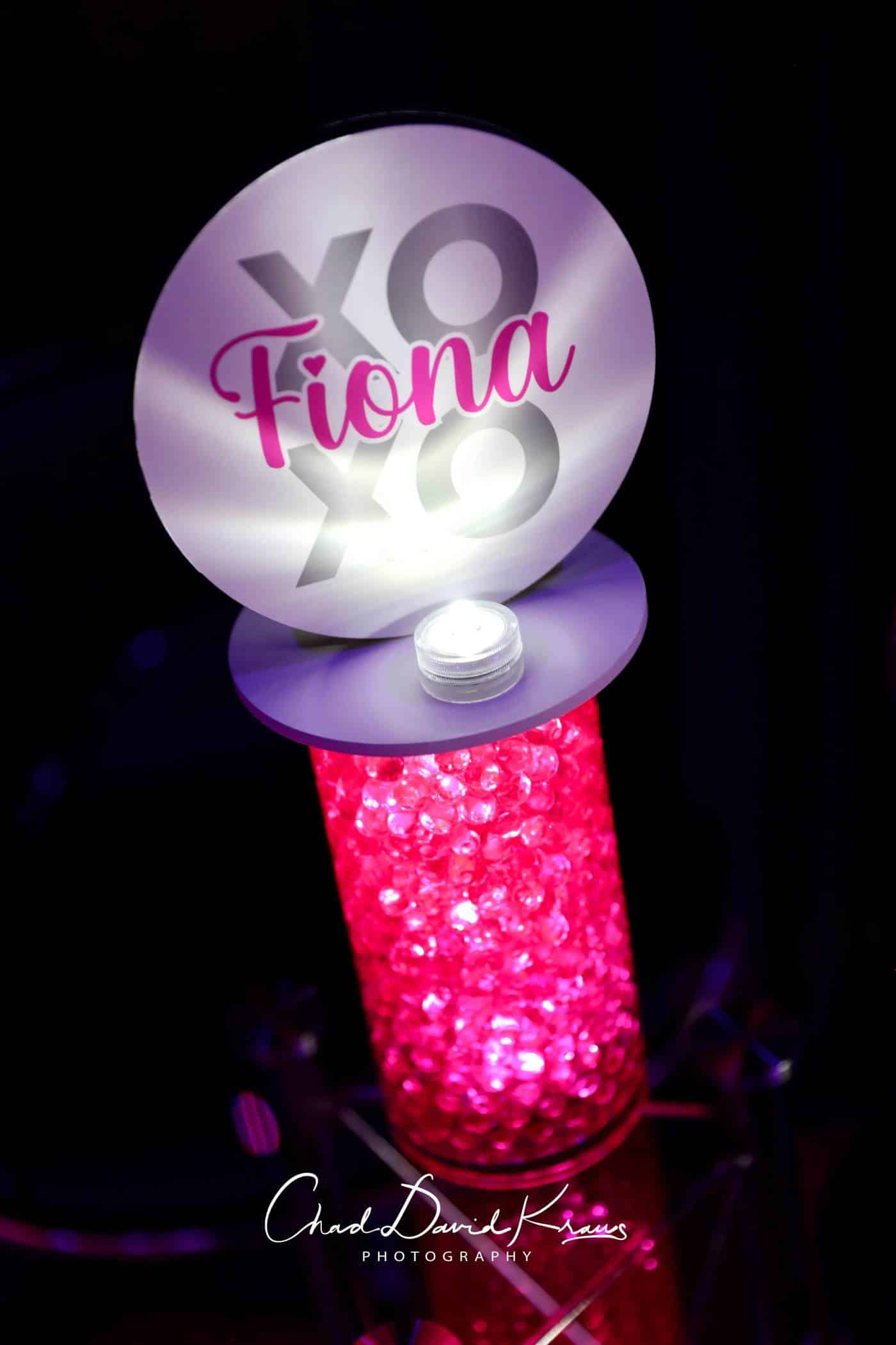 Mini Logo Topper with LED Pink Gems