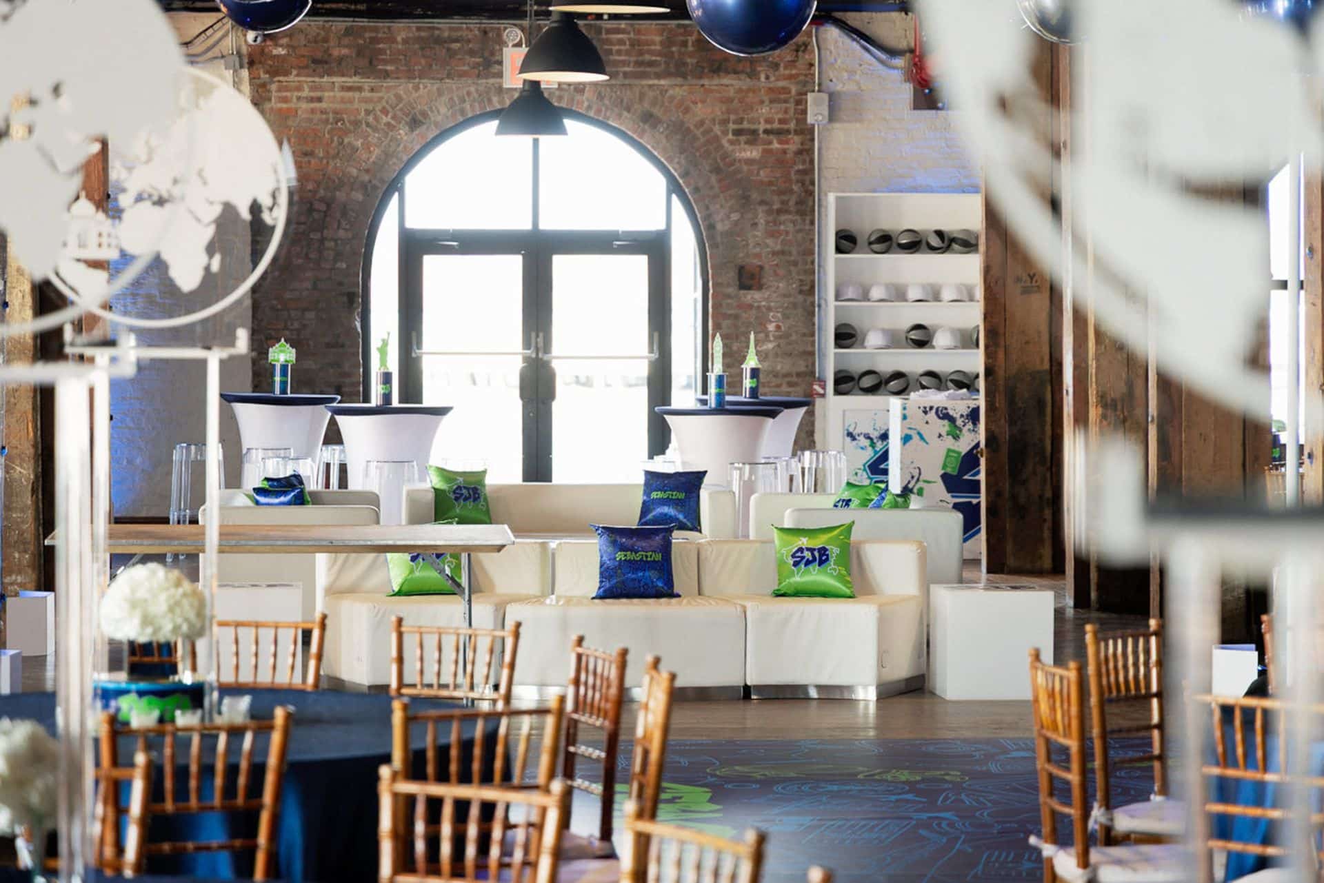 LED Lounge for a Travel Themed Bar Mitzvah at Liberty Warehouse