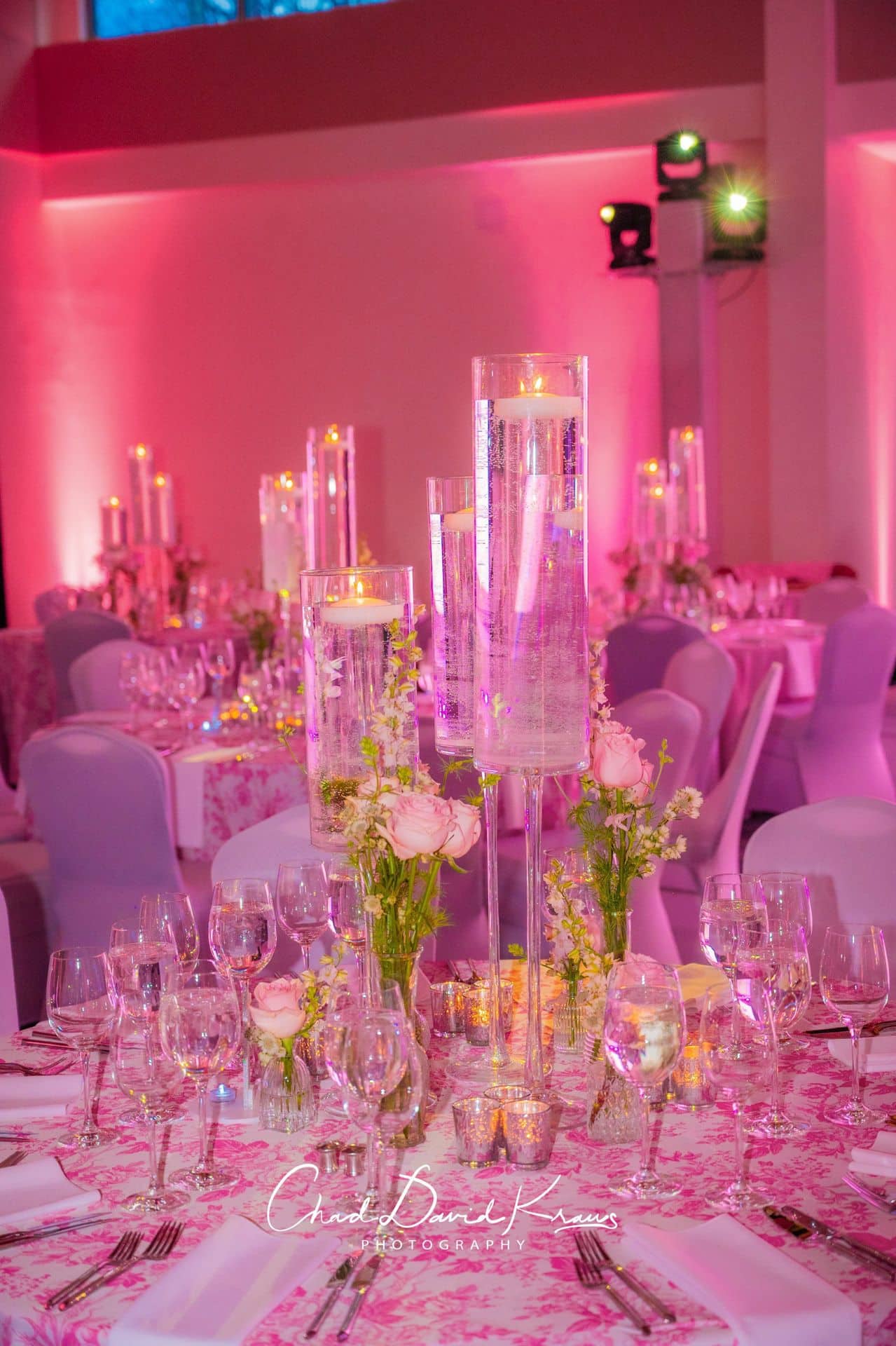 Rose Flower Centerpiece With Floating Candles