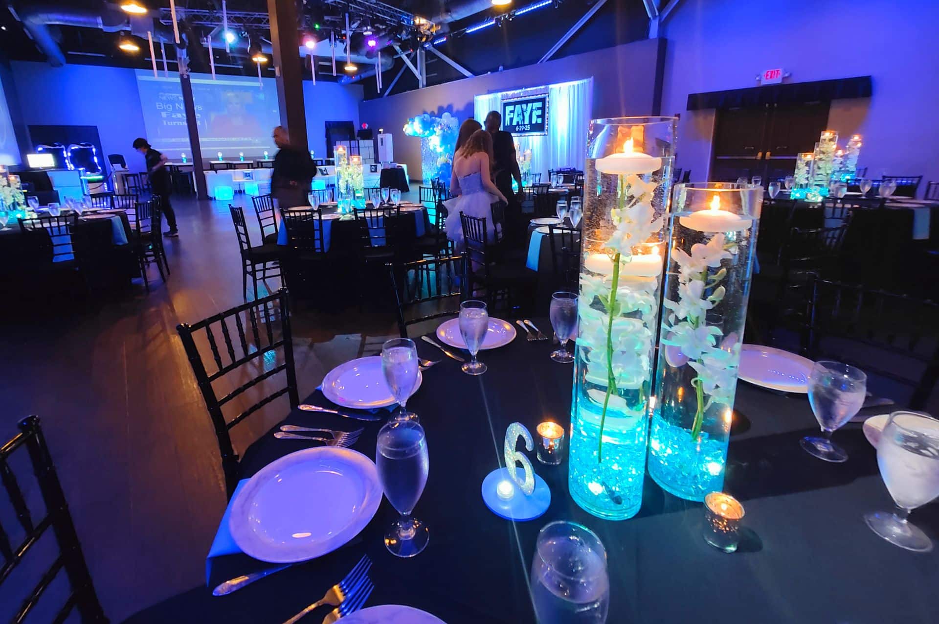 LED Orchid Centerpiece with Turquoise Gems