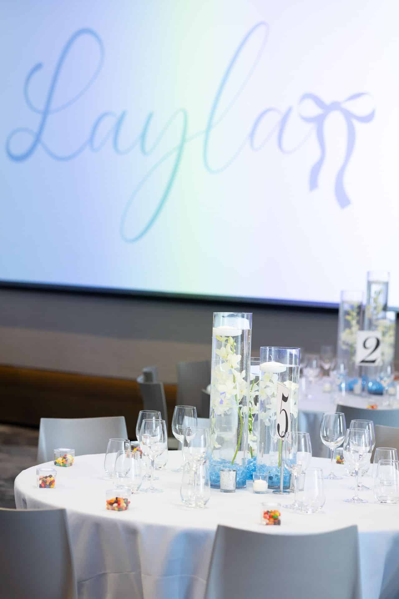 Pale Blue LED Orchid Centerpiece