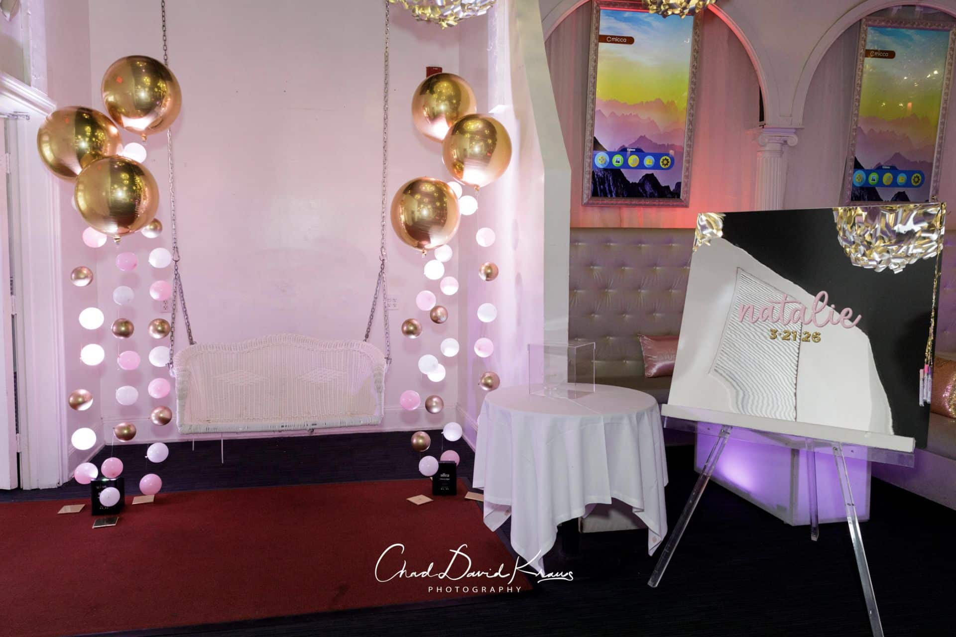 Bubble Balloons & Sign In Board for a Bat Mitzvah at Coliseum