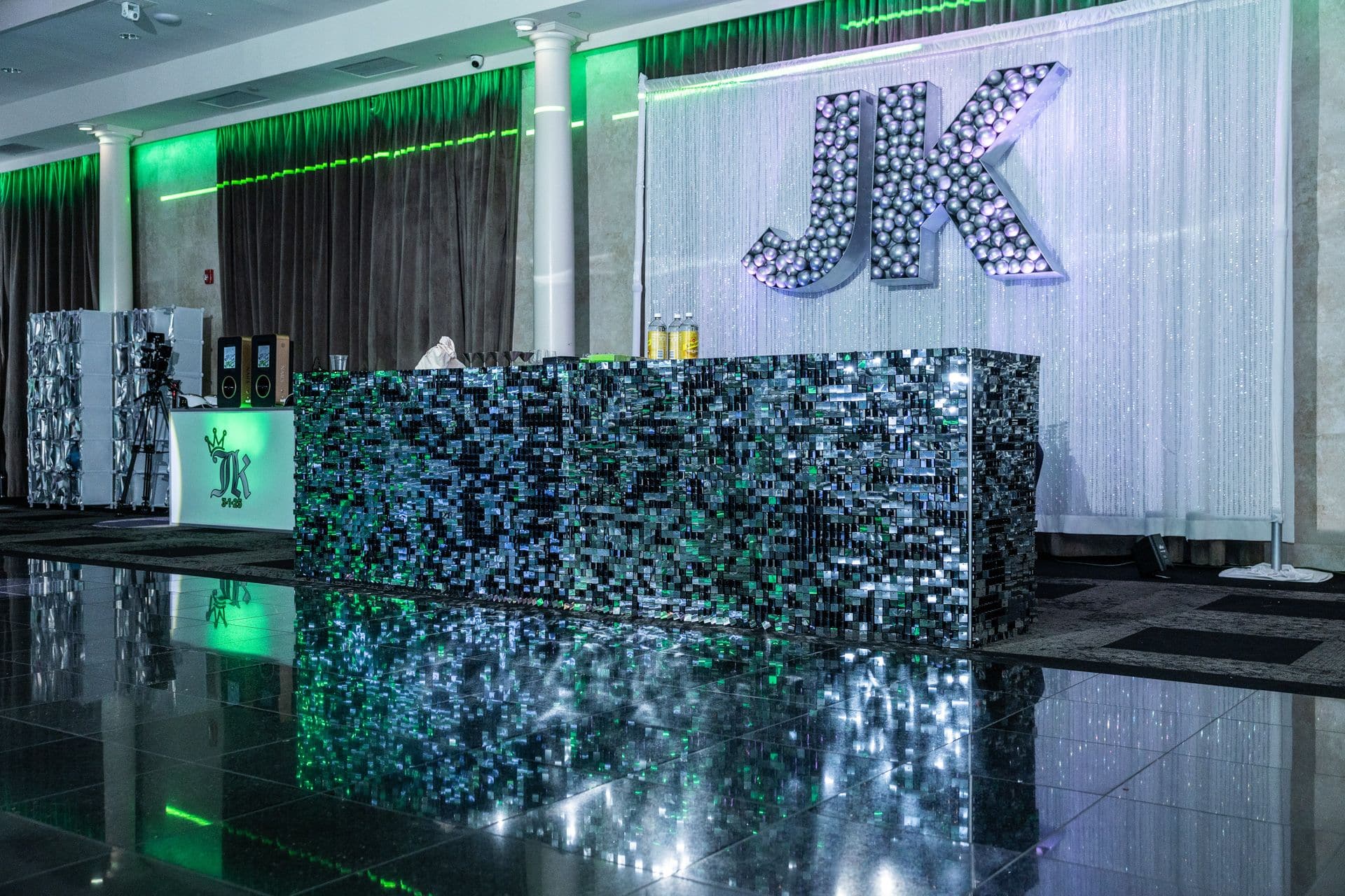 Initial Balloon Mosaic on Pipe and Drape for a Bat Mitzvah