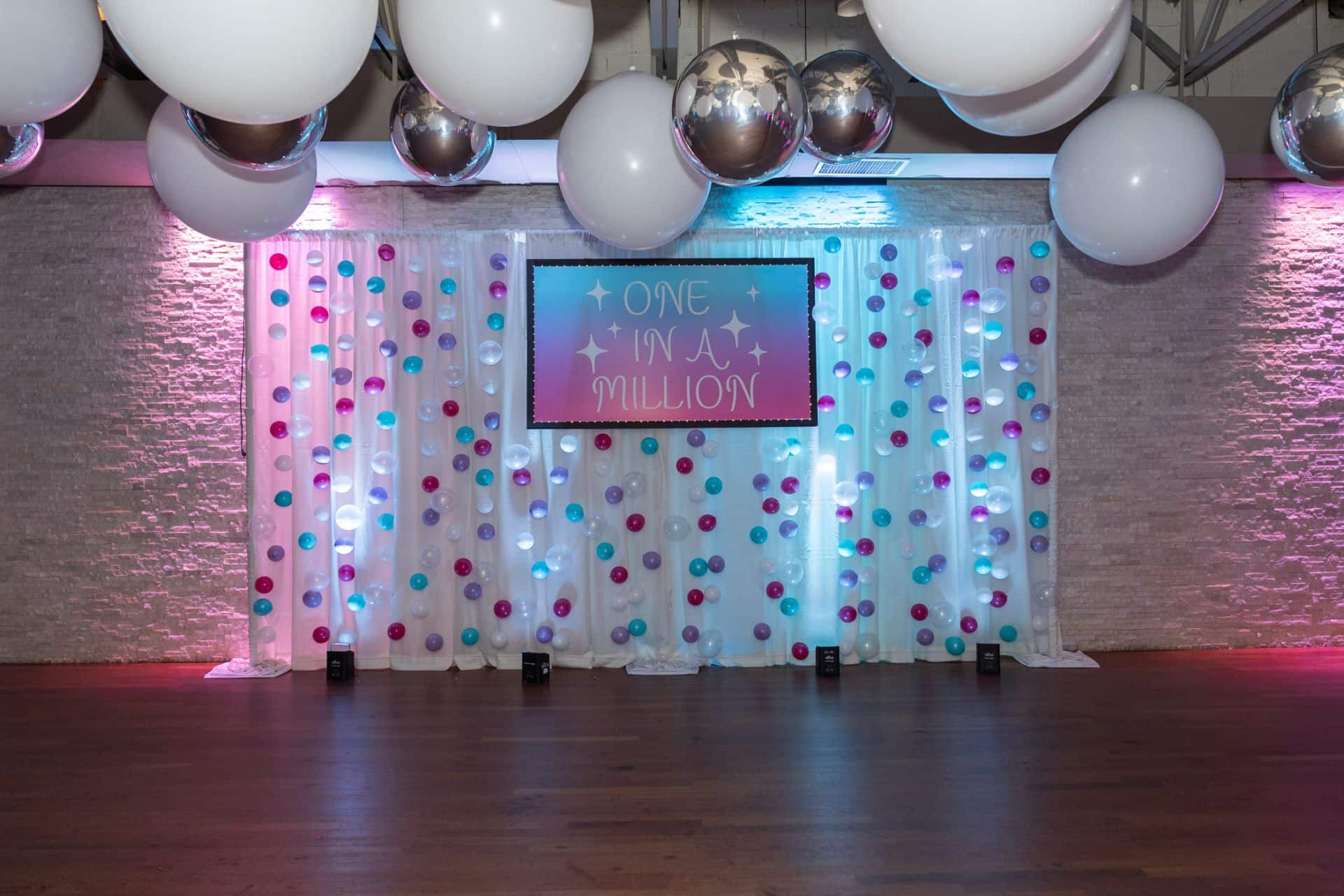 Ombre Printed Sign on LED Bubble Wall